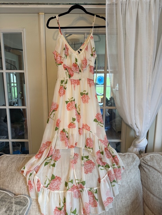 HeartSoul Dresses & Skirts - HeartSoul Cream Maxi Dress with Pink Floral Print